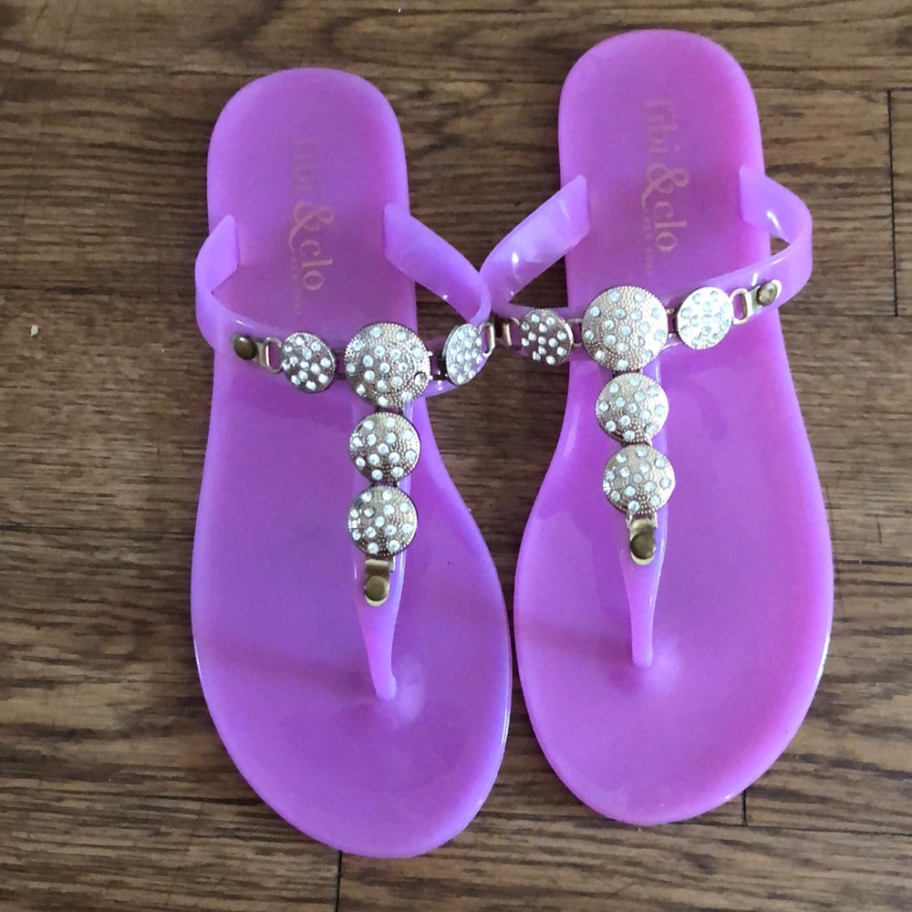 Bright pink jelly flip flop